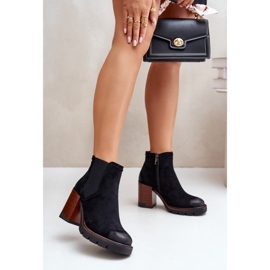 Izolirane ženske gležnjače od eko brušene kože Vinceza 58356 crne crna 2