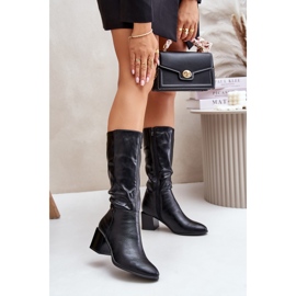 Izolirane čizme s visokom potpeticom do sredine potkoljenice crne Ellithira crna 2