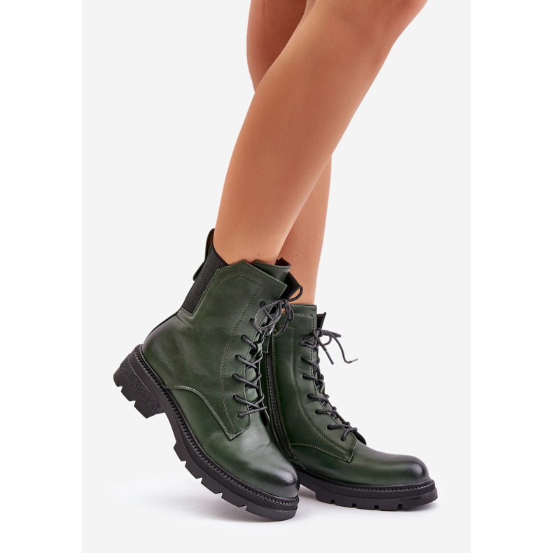 Jezzi Izolirane radničke čizme s patentnim zatvaračem, zeleni Leairae zelena 1