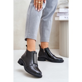 S.Barski Kožne lakirane niske gležnjače s patentnim zatvaračem D&amp;A MR880-142 crna crno 2