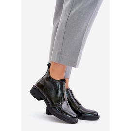 S.Barski Kožne lakirane niske gležnjače s patentnim zatvaračem D&amp;A MR880-142 crna crno 1