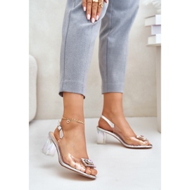 S.Barski Prozirne sandale s brošem na visoku petu D&amp;A MR42-031 Srebrna srebro 1