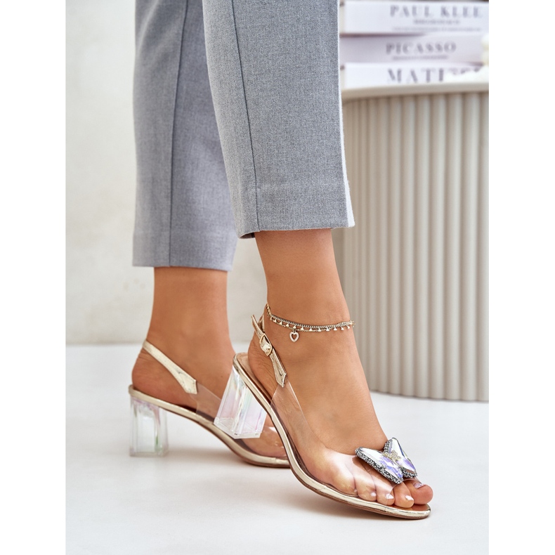 S.Barski Prozirne sandale s leptirom na visoku petu D&amp;A MR42-326 Gold zlatna 1