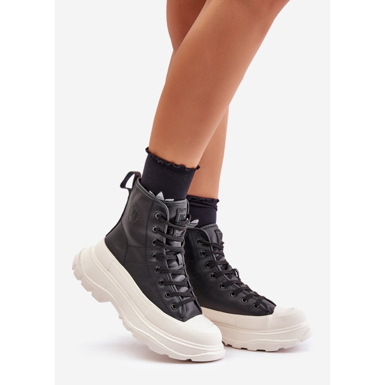 Kožne izolirane tenisice na masivnoj platformi Big Star OO274A599 crne crna 1