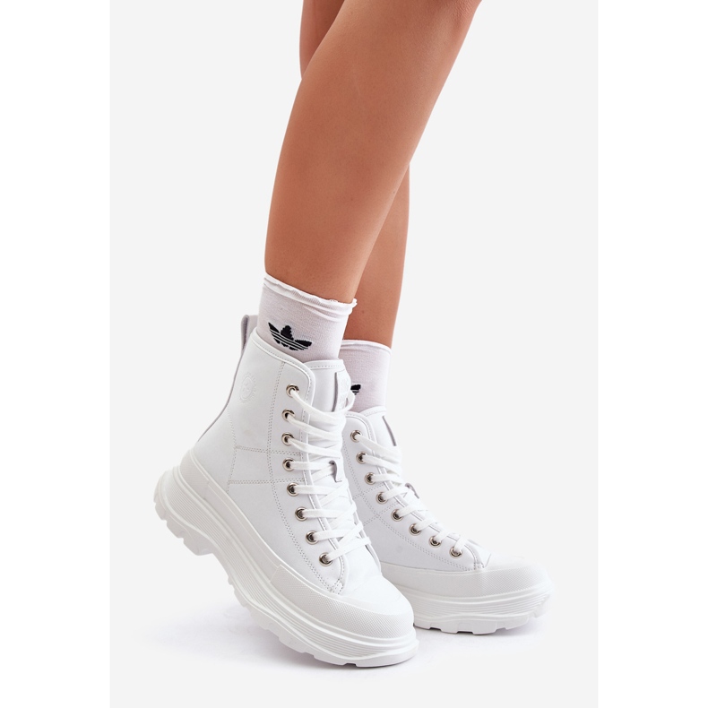 Kožne izolirane tenisice na masivnoj platformi Big Star OO274A598 Bijele bijela 1