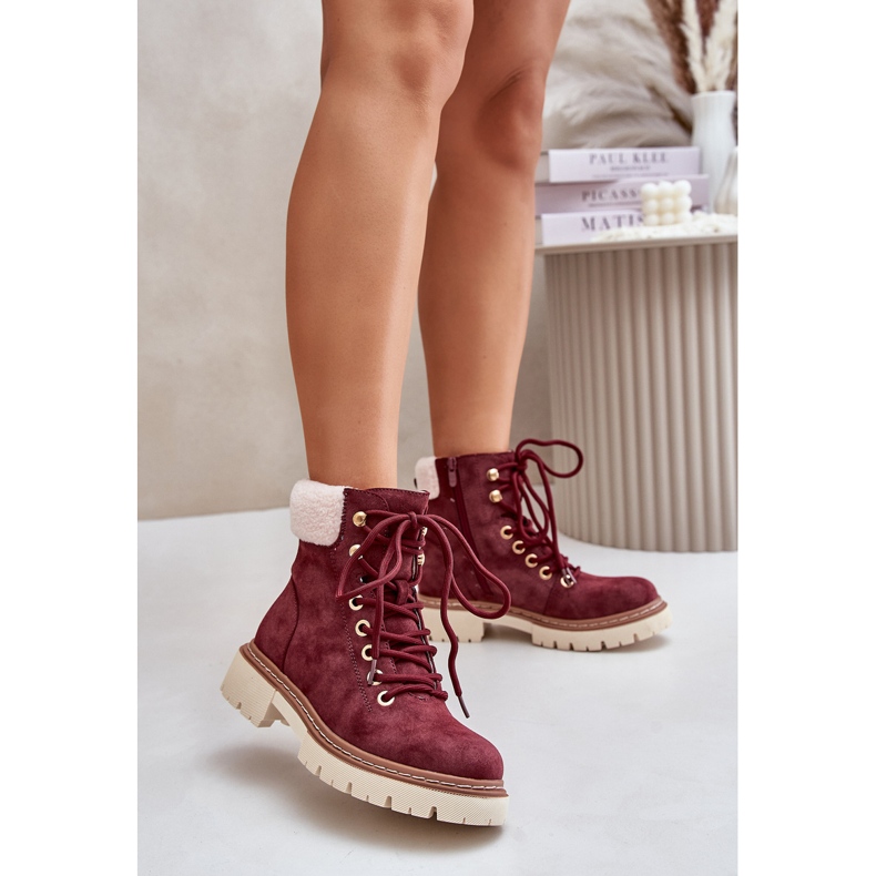 Ženske izolirane čizme s patentnim zatvaračem, bordo Ferelia crvena 2