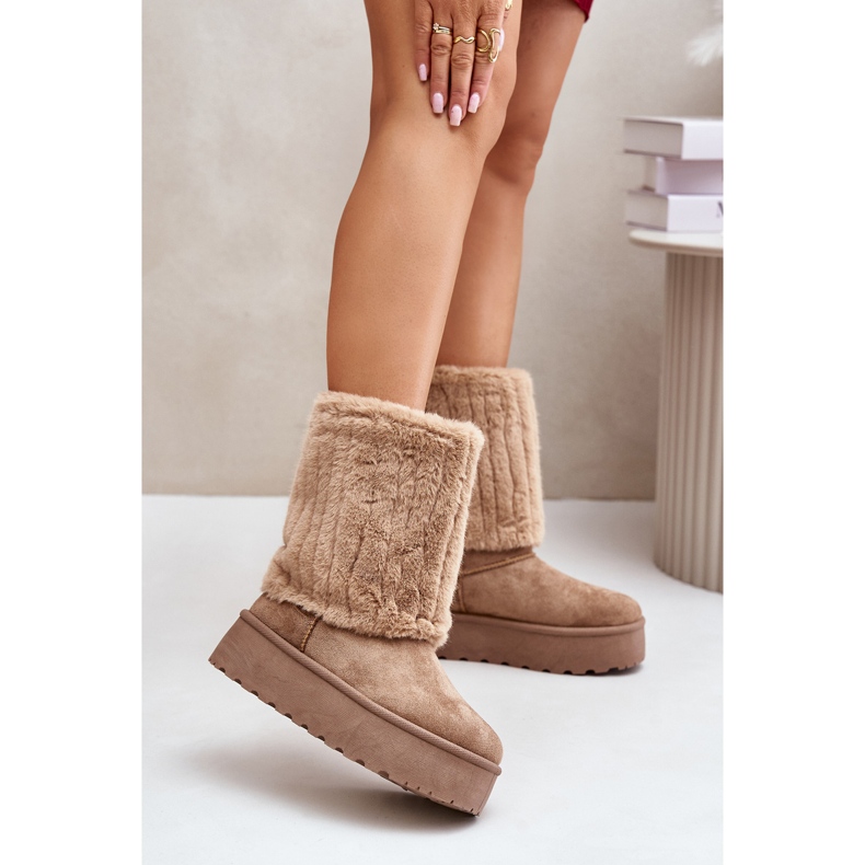 Bež Lisonea čizme za snijeg s platformom i okrenutim gornjištem 2