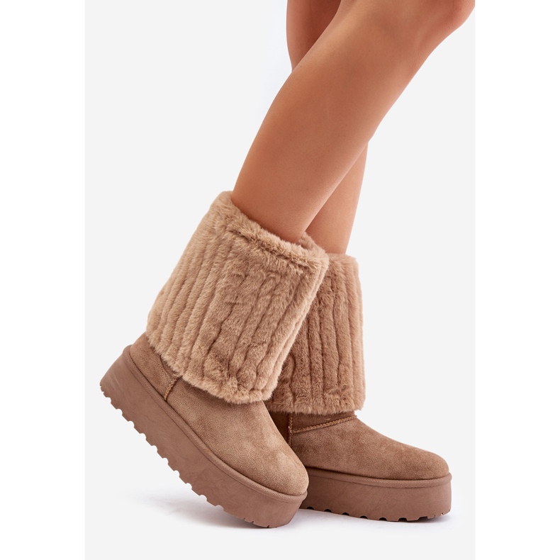 Bež Lisonea čizme za snijeg s platformom i okrenutim gornjištem 1