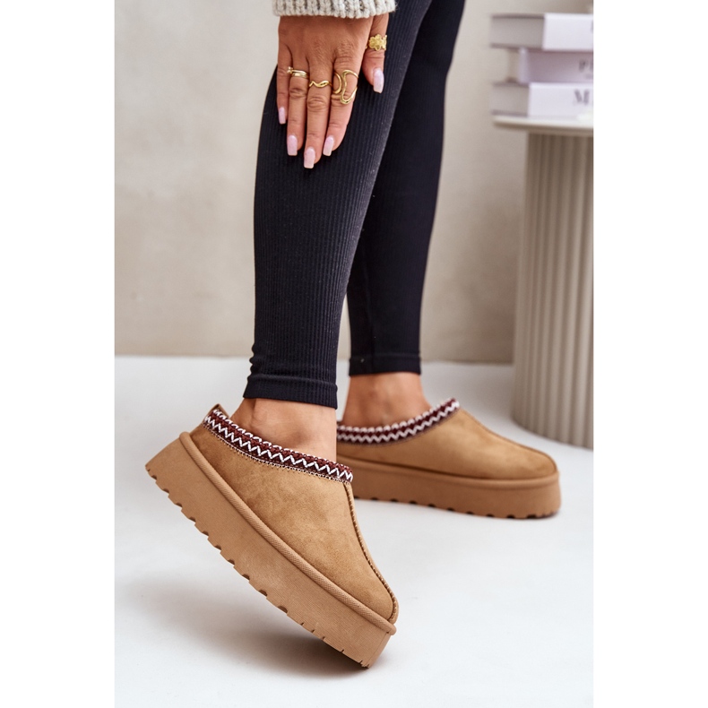 Niske ženske čizme za snijeg s vezom na Camel Narirya platformi smeđa 2