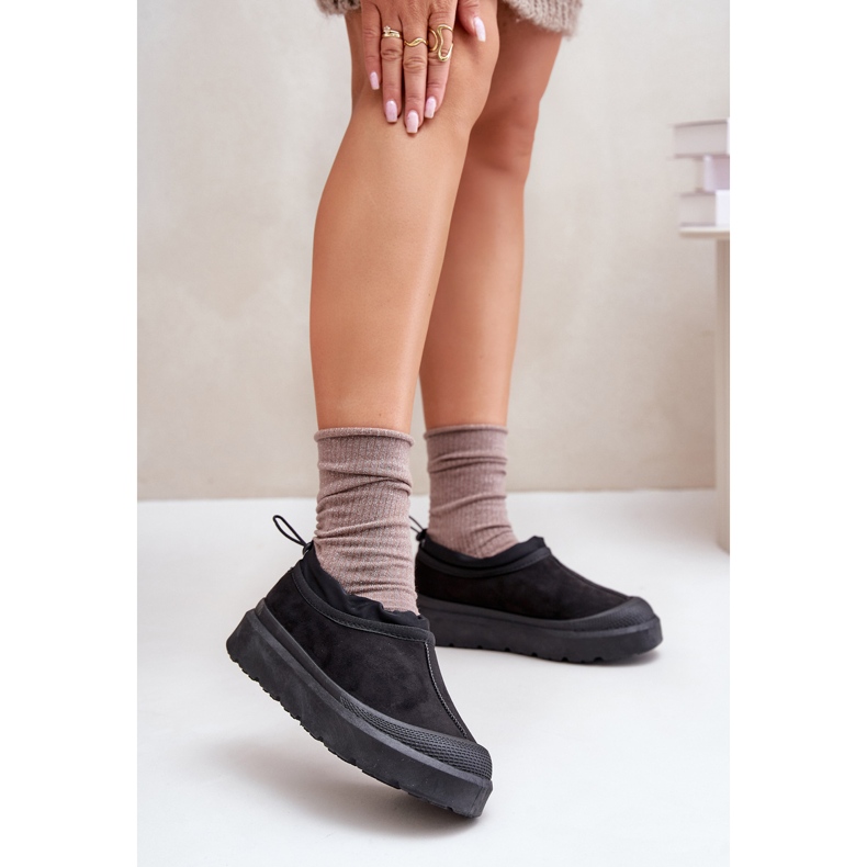 Ženske čizme za snijeg s platformom i niskim gornjim dijelom crne Izamine crna 2