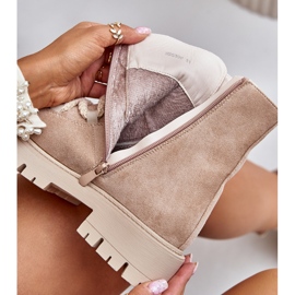 Izolirane čizme od eko brušene kože s patentnim zatvaračem, svijetlo bež Caellita 2