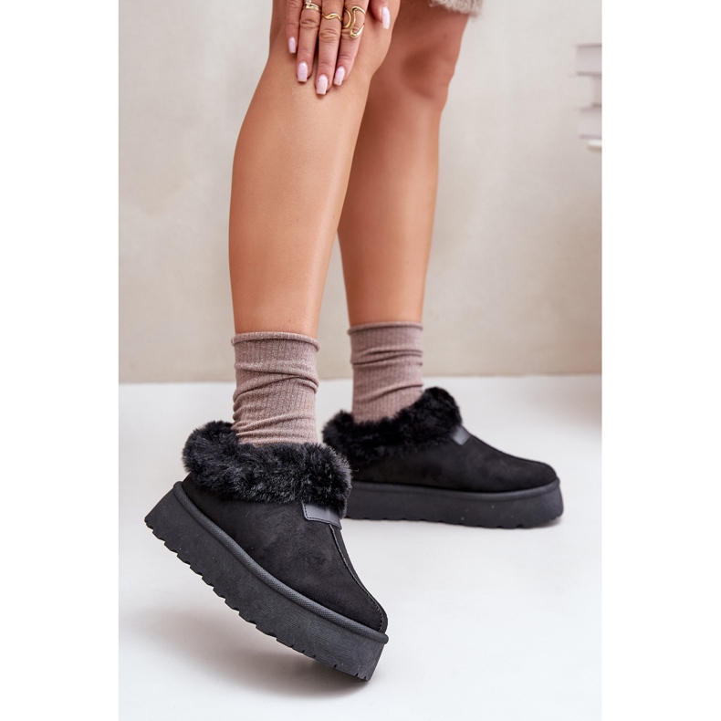 Niske čizme za snijeg s krznom na platformi, Eco Suede, Black Neathoria crno 2