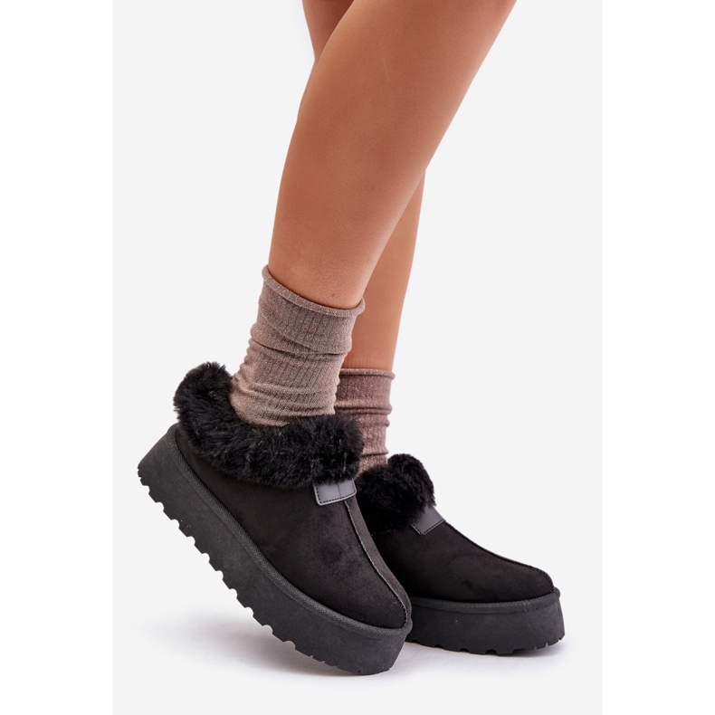 Niske čizme za snijeg s krznom na platformi, Eco Suede, Black Neathoria crna 1