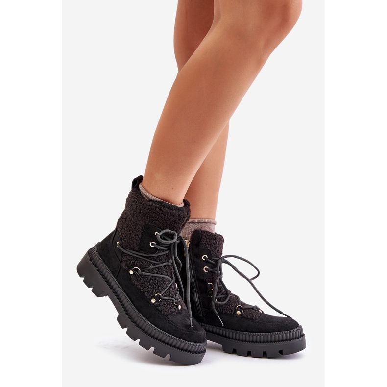 Crne Merilana čizme od ovčje kože s krznom crno 1