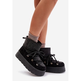 Crne Mavora čizme za snijeg s vezicama na platformi crna 1