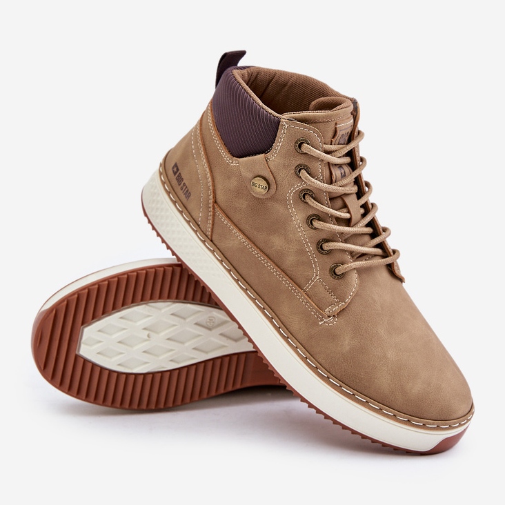 Big Star muške čizme na vezanje OO174560 Hi-Poly System Bež 2