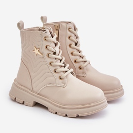 Izolirane dječje gležnjače s patentnim zatvaračem od eko kože, bež Liotira 1