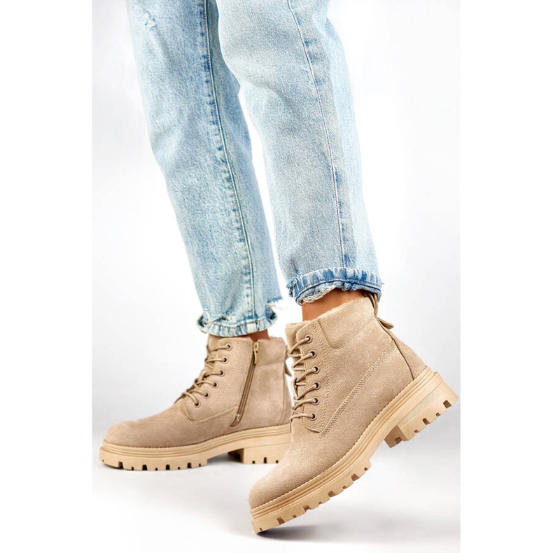 Ženske gležnjače s izolacijom od brušene kože, bež A5201-39BE 2