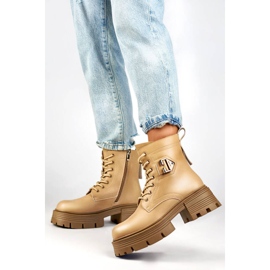 Ženske kožne čizme na blok i platformu, izolirane, bež GT-TL55BE 1