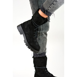 Ženske gležnjače na vezanje od brušene kože crne DE1051S-B bež 1