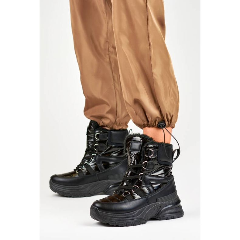 Ženske čizme za snijeg, sjajne crne čizme 22-PY16061B crna 1