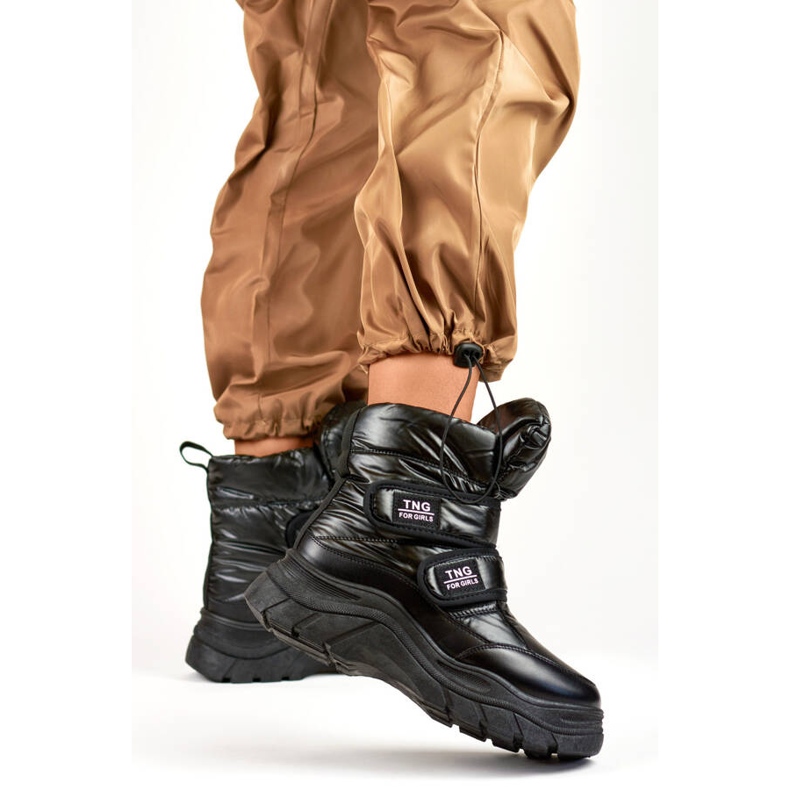 Ženske čizme za snijeg, metalik, gležnjače na čičak, crne 22-PY16062B crna 2