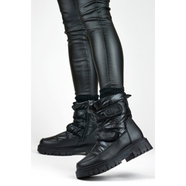 Ženske metalik crne JH-1B čizme za snijeg s čičkom crno 2