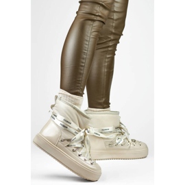 Ženske čizme za snijeg, čizme na vezanje, bež 5754-4BE 2