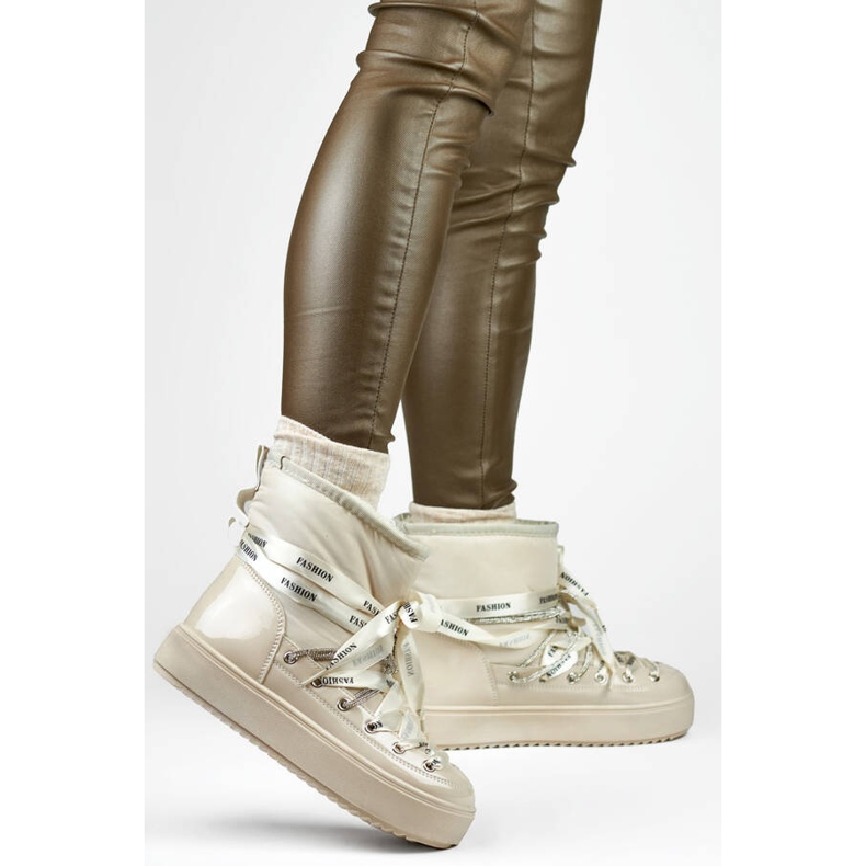 Ženske čizme za snijeg, čizme na vezanje, bež 5754-4BE 2