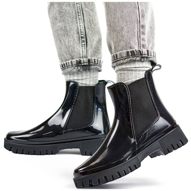 Ženske Chelsea čizme s debelim potplatom crne YX227-1B crno 1