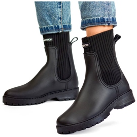 Ženske galoše s elastičnim gornjim dijelom i čarapom, crne S23B crno 1