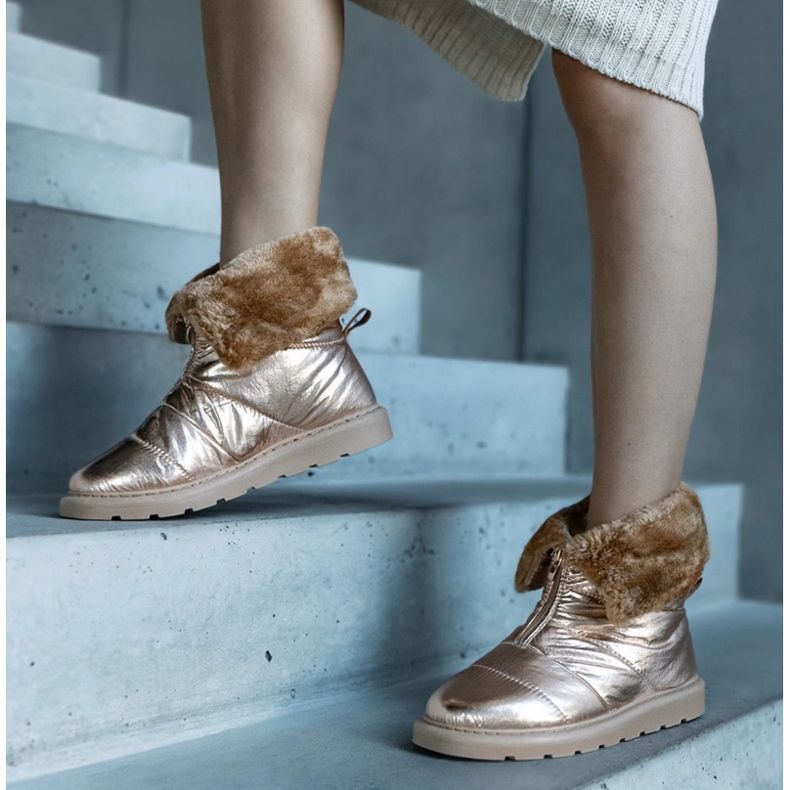 Edidda zlatne izolirane čizme za snijeg s ovratnikom zlatni 1