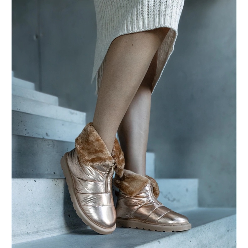 Edidda zlatne izolirane čizme za snijeg s ovratnikom zlatna 2