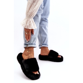 Krzno ženske papuče od krzna crna 2
