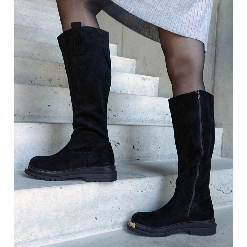 Crne čizme s metalnom završnom obradom Guillora crno 1