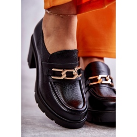 Lemar crne kožne cipele na visoku petu sa zlatnim ukrasima crno 1