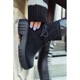 Ženske gležnjače s gornjištem na elastiku, na vezanje, crne DE1127S-B crna 1