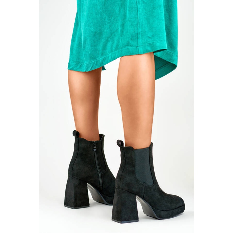 Ženske gležnjače od brušene kože, crne, 7987B bež 1