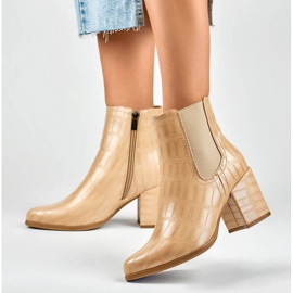 Ženske gležnjače, kroko bež, 260038BE-XC 1