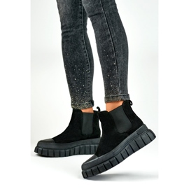 Ženske Chelsea čizme, gležnjače s antilopom, crne A1006B crno 1