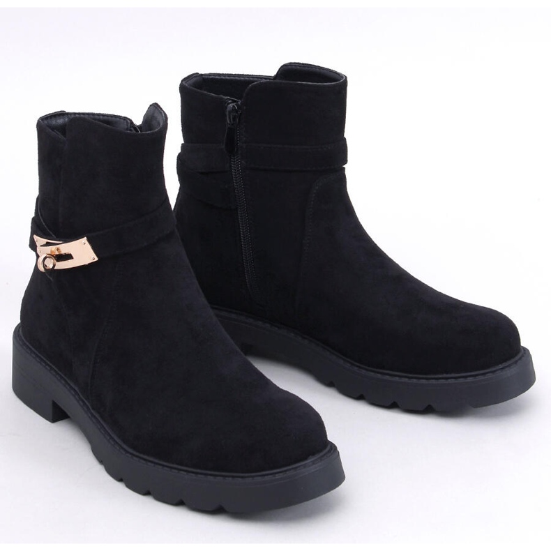 Draperi Crne ravne gležnjače od brušene kože crna 1