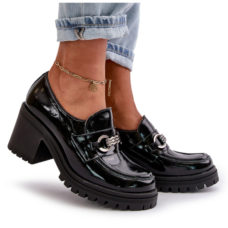 Zazoo 20175 Ženske lakirane cipele na visoku petu, prirodna koža, crne crna 5