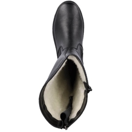 Kožne vodootporne čizme za snijeg izolirane Rieker ovčjom vunom crna 1