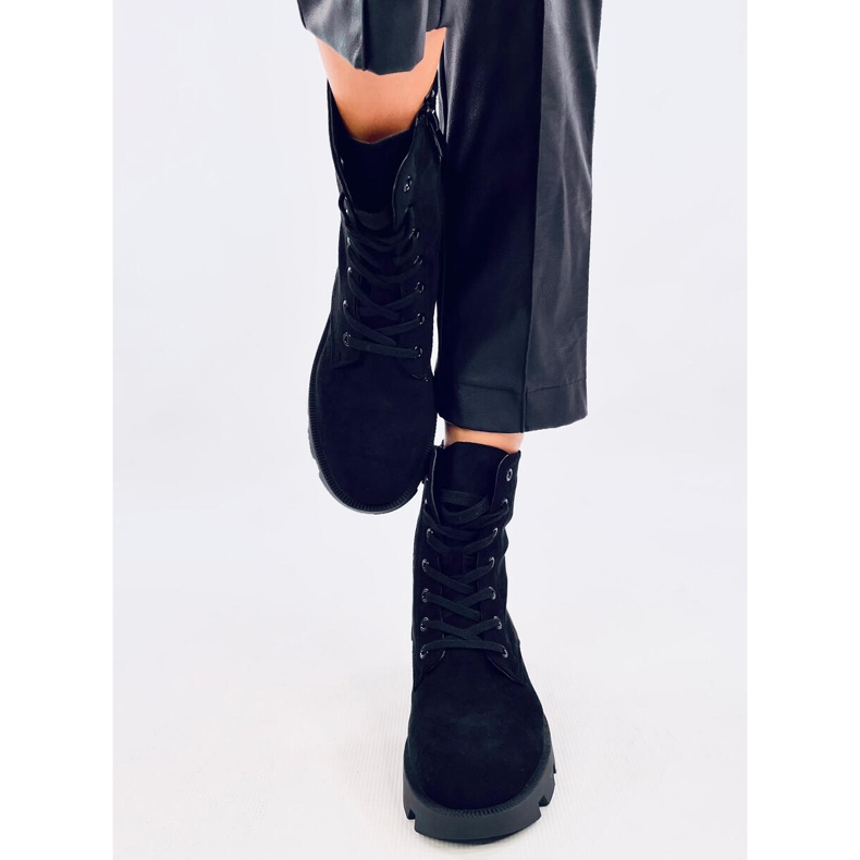 Radničke čizme od brušene kože Pansy Black crna 1