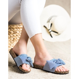 Sandale na pruge Vinceza bijela plava 2