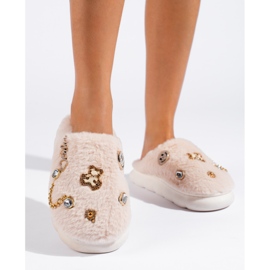 Ženske bež papuče sa Shelovet ukrasima 2