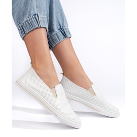 Ženske bijele ažur tenisice bež 1