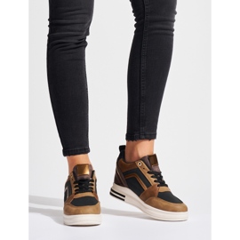 Ženske smeđe i crne tenisice sa skrivenom klinom smeđa 1