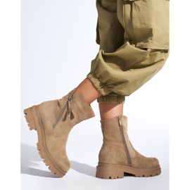 Tamno bež ženske gležnjače s ukrasnim patentnim zatvaračem 2