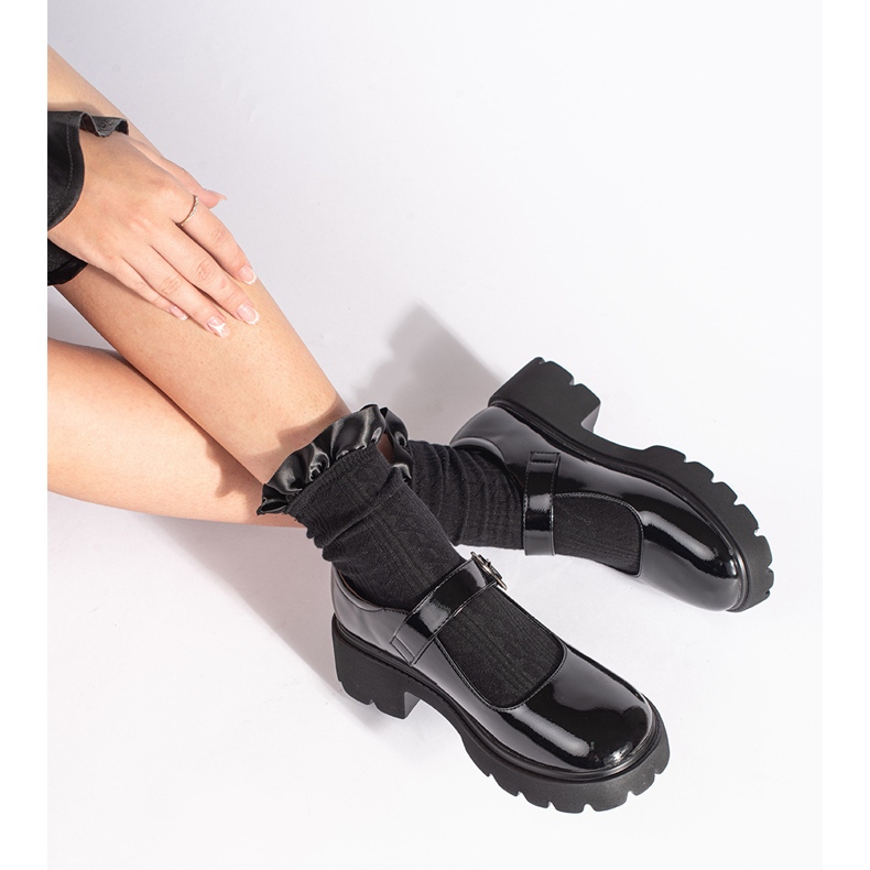 Lakirane crne mokasinke s debelim potplatom crno 1